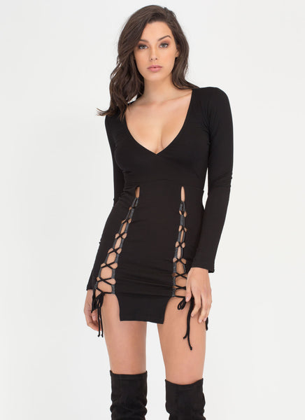 Haute Date Night Lace-Up Minidress