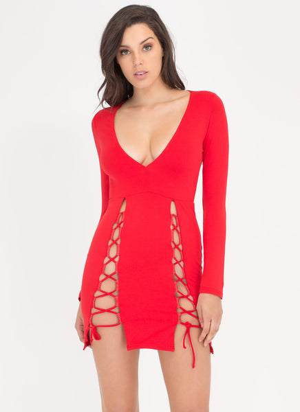 Haute Date Night Lace-Up Minidress