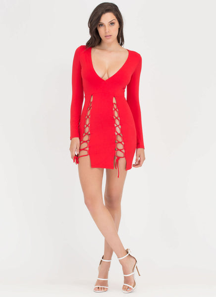 Haute Date Night Lace-Up Minidress