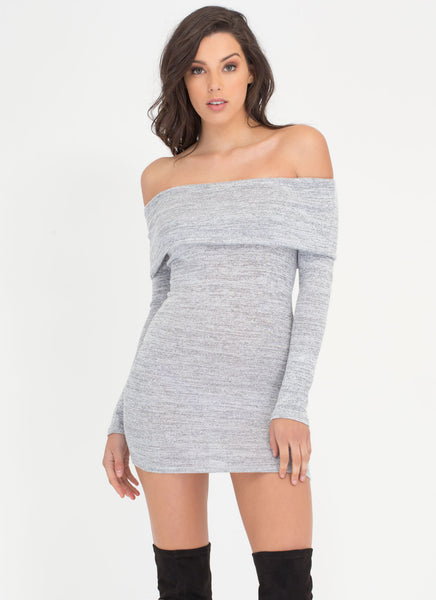 Knit Us Up Off-Shoulder Minidress