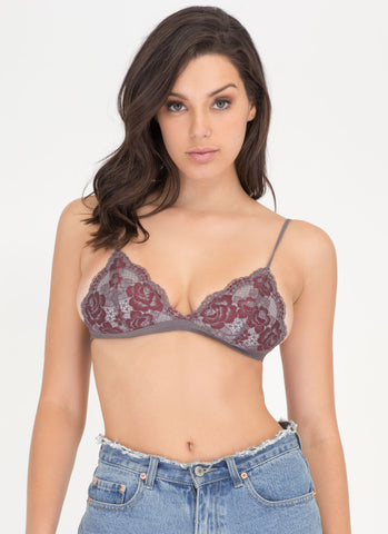 Floral Story Two-Tone Lace Bralette