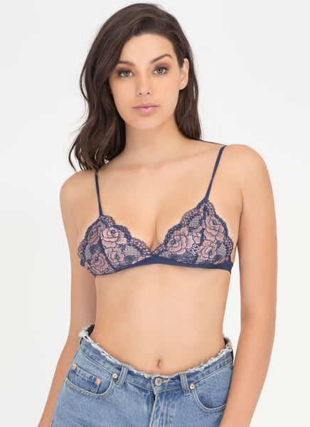 Floral Story Two-Tone Lace Bralette