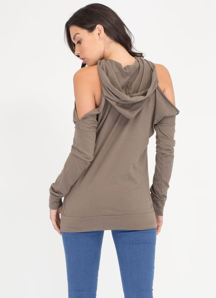 Shred-y To Go Cold Shoulder Hoodie Dress