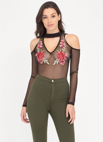 Feeling Floral Sheer Mesh Bodysuit