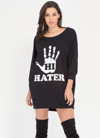 Hi Hater Hand Print Sweatshirt Dress