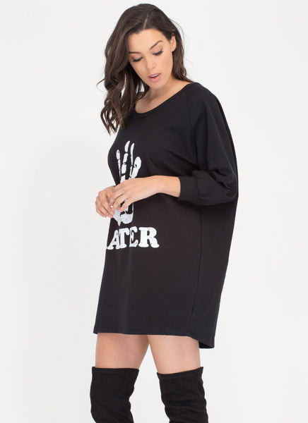 Hi Hater Hand Print Sweatshirt Dress