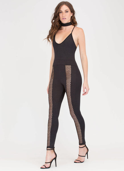 Net It Latticed Crisscross Jumpsuit