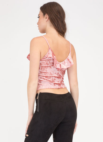 Romantic Air Ruffled Velvet Crop Top