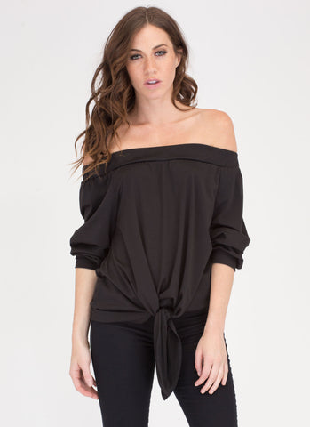 Sun Kissed Off-Shoulder Knotted Top