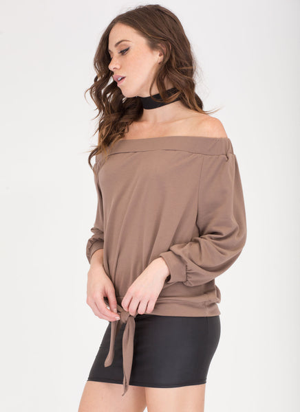 Sun Kissed Off-Shoulder Knotted Top