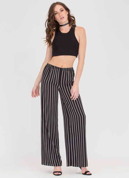 Let's Line Up Pinstripe Palazzo Pants