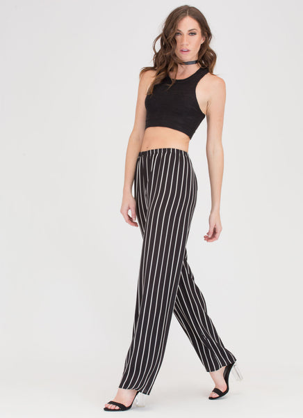 Let's Line Up Pinstripe Palazzo Pants