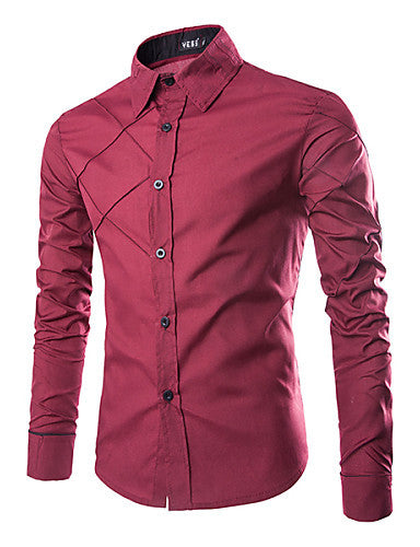 Men's Casual Pure Long Sleeve Regular Shirts