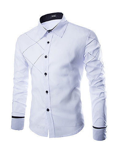 Men's Casual Pure Long Sleeve Regular Shirts