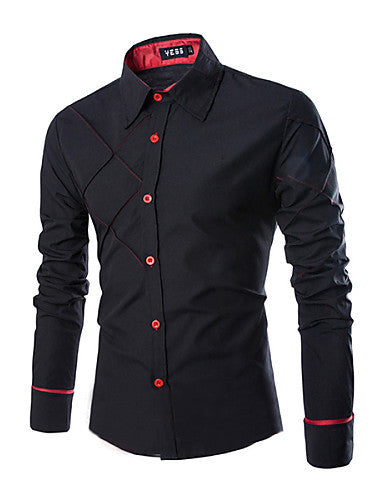 Men's Casual Pure Long Sleeve Regular Shirts